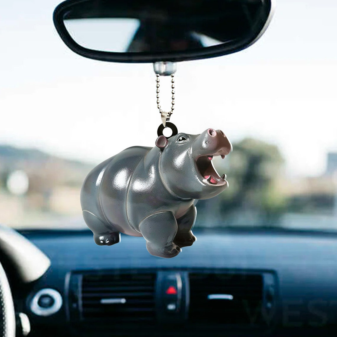 Cute Baby Hippo Flat Christmas Ornament Gift, Christmas Pygmy Hippo Car Ornament Decor