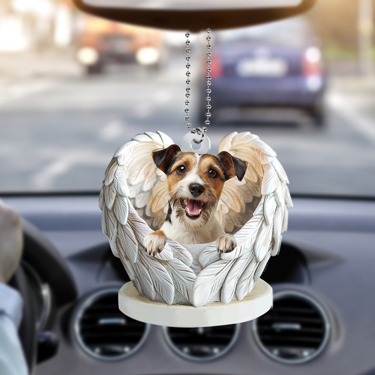 Fox Terrier Dog Angel Wings Hanging Christmas Ornament, Fox Terrier Dog Christmas Ornament Gift