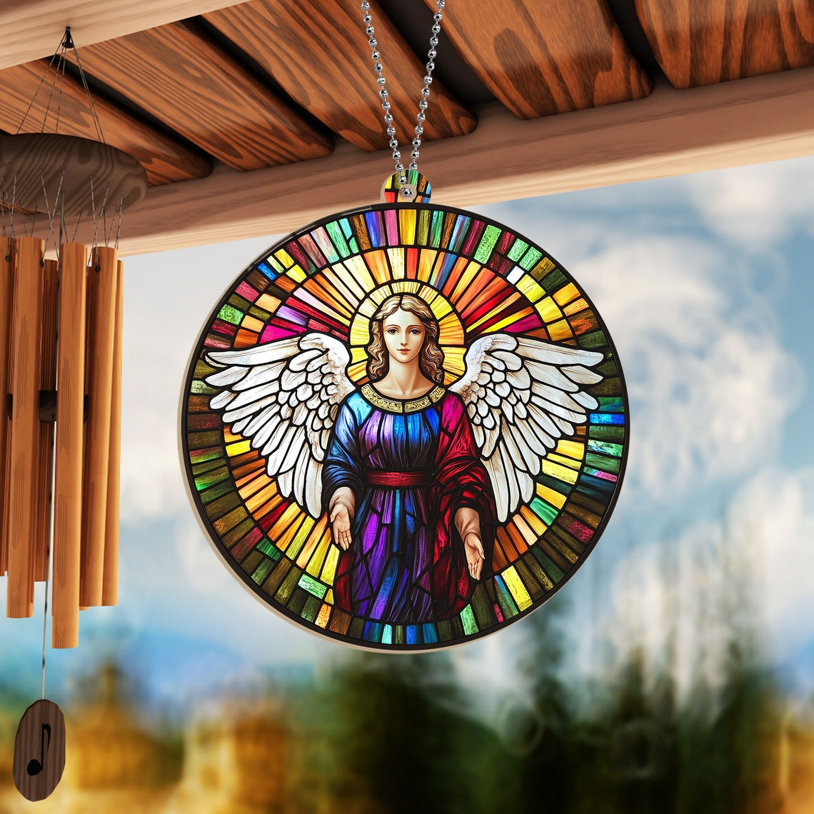 Angel Christmas Suncatcher Ornament, Angel Window Hanging Christmas Ornament Decor Home