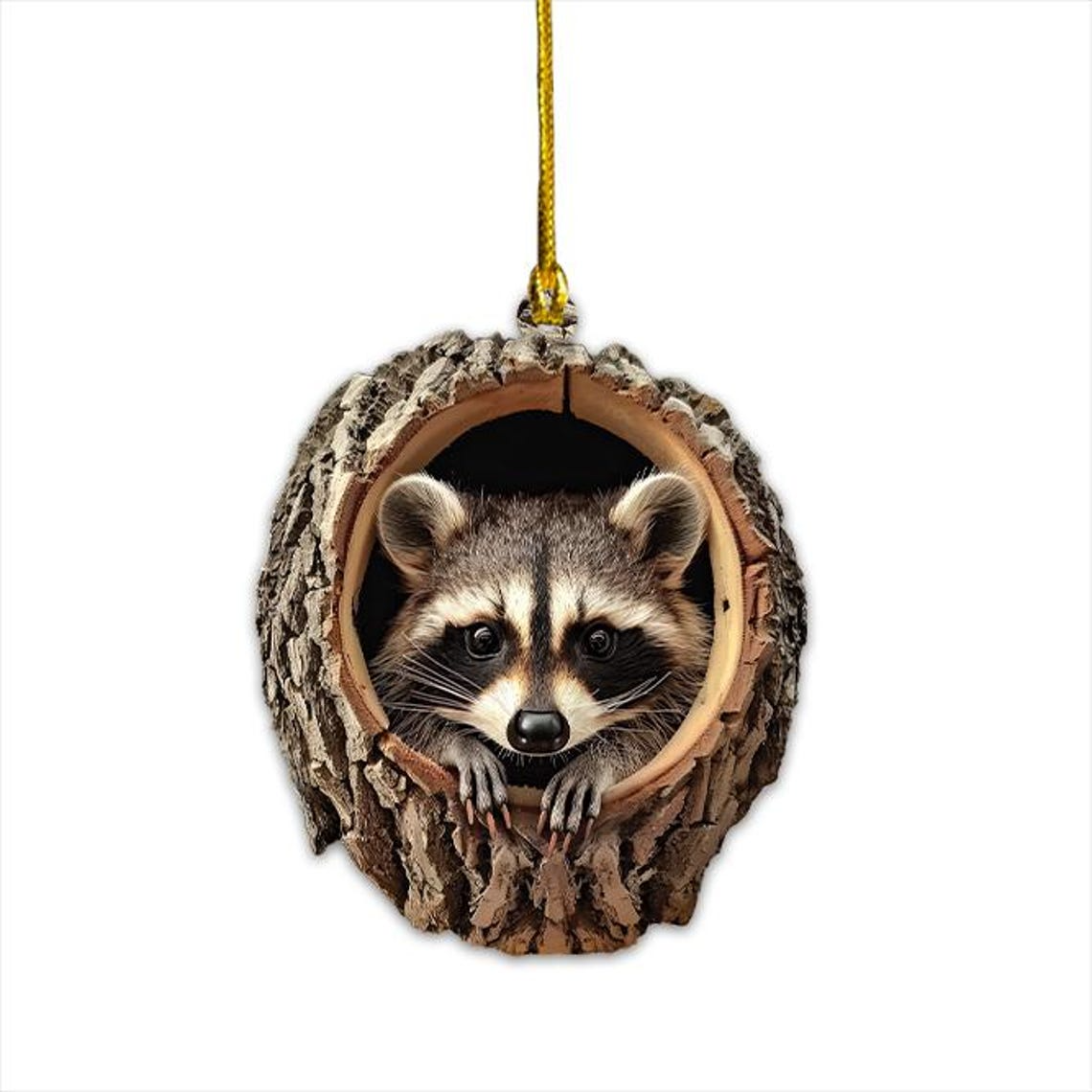 Christmas Raccoon Rearview Mirror Car Ornament, Raccoon Hanging Ornament Holiday Christmas