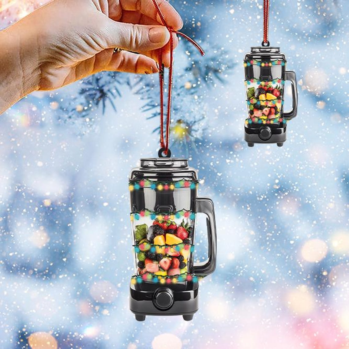 Fruits Blender Hanging Christmas Ornament, Juice Mixing Christmas Ornament Decor Lovers Gift