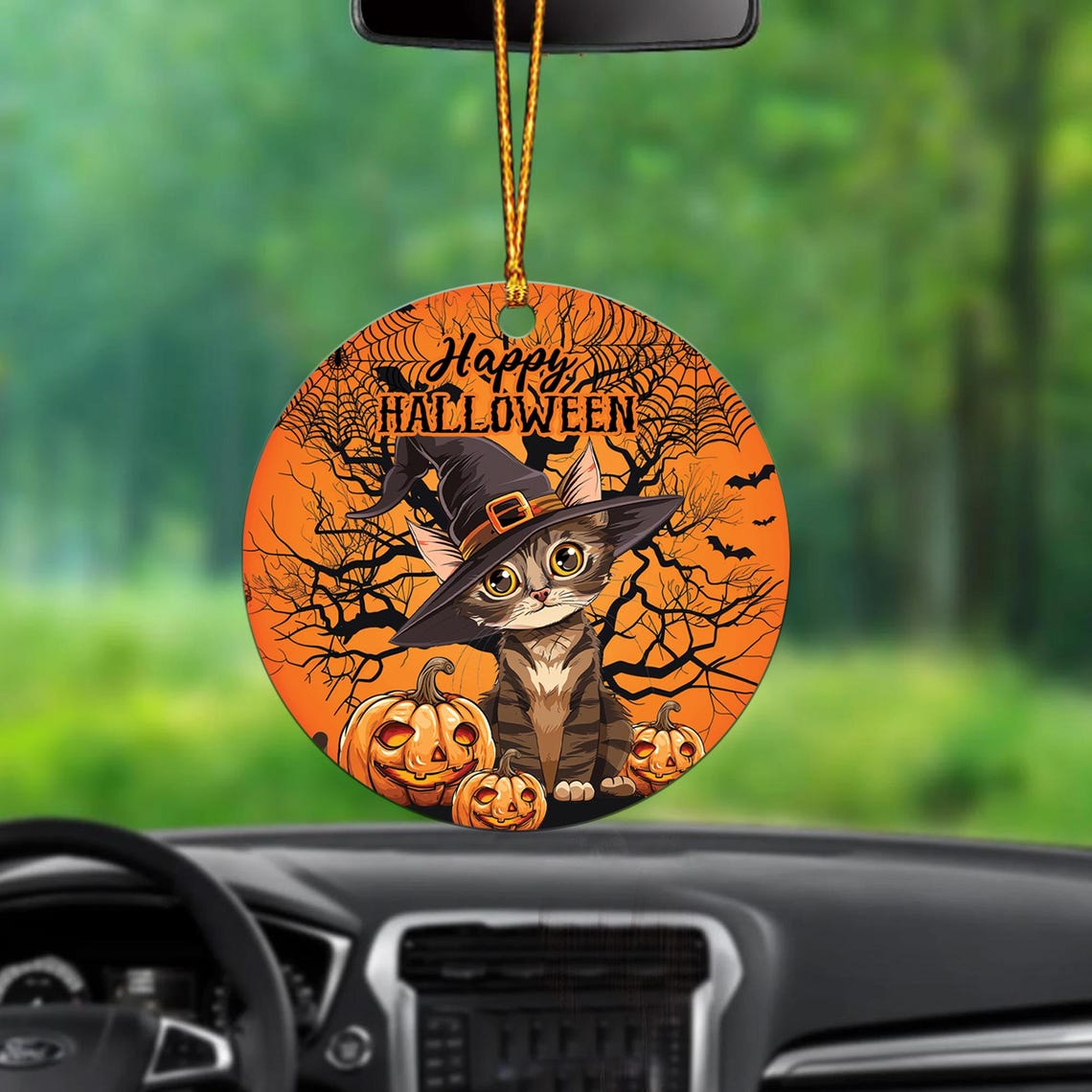 Cute Cat Witch Halloween Ornament, Halloween Cat Hanging Ornament Decor Gift