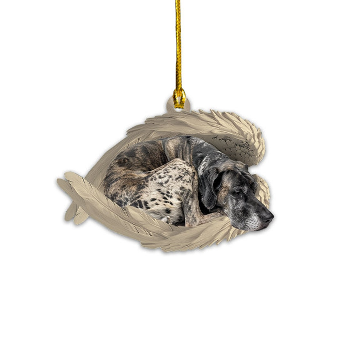 Great Dane Dog Sleeping Angel Wings Ornament, Dog Hanging Christmas Ornament Decor Gift