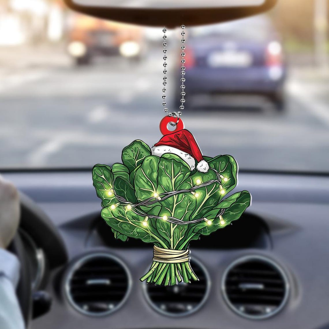 Spinach Hanging Christmas Tree Ornament Decor, Christmas Spinach Flat Hanging Ornament Decor