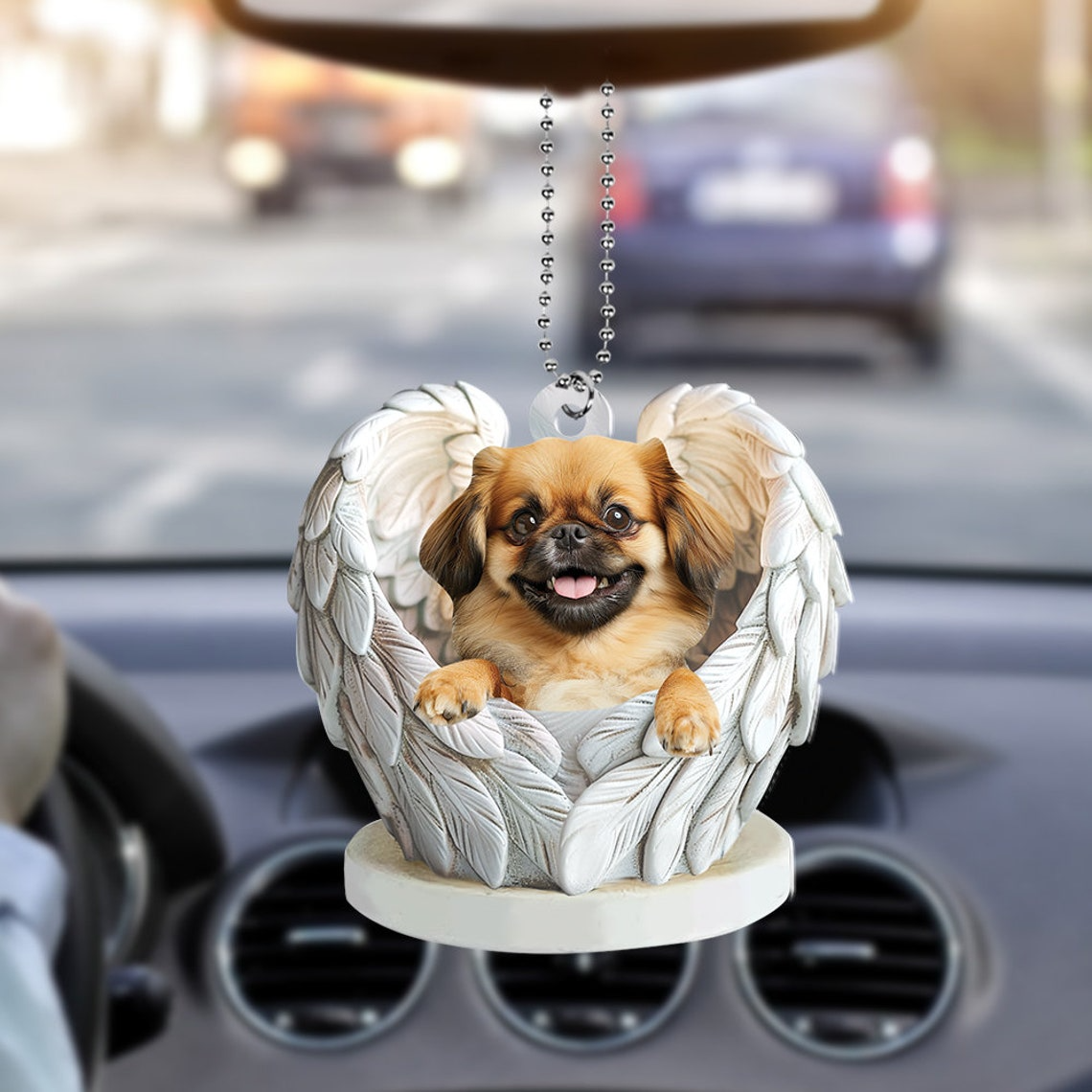 Pekingese Dog Angel Wings Christmas Ornament, Pekingese Dog Christmas Ornament Decor Gift