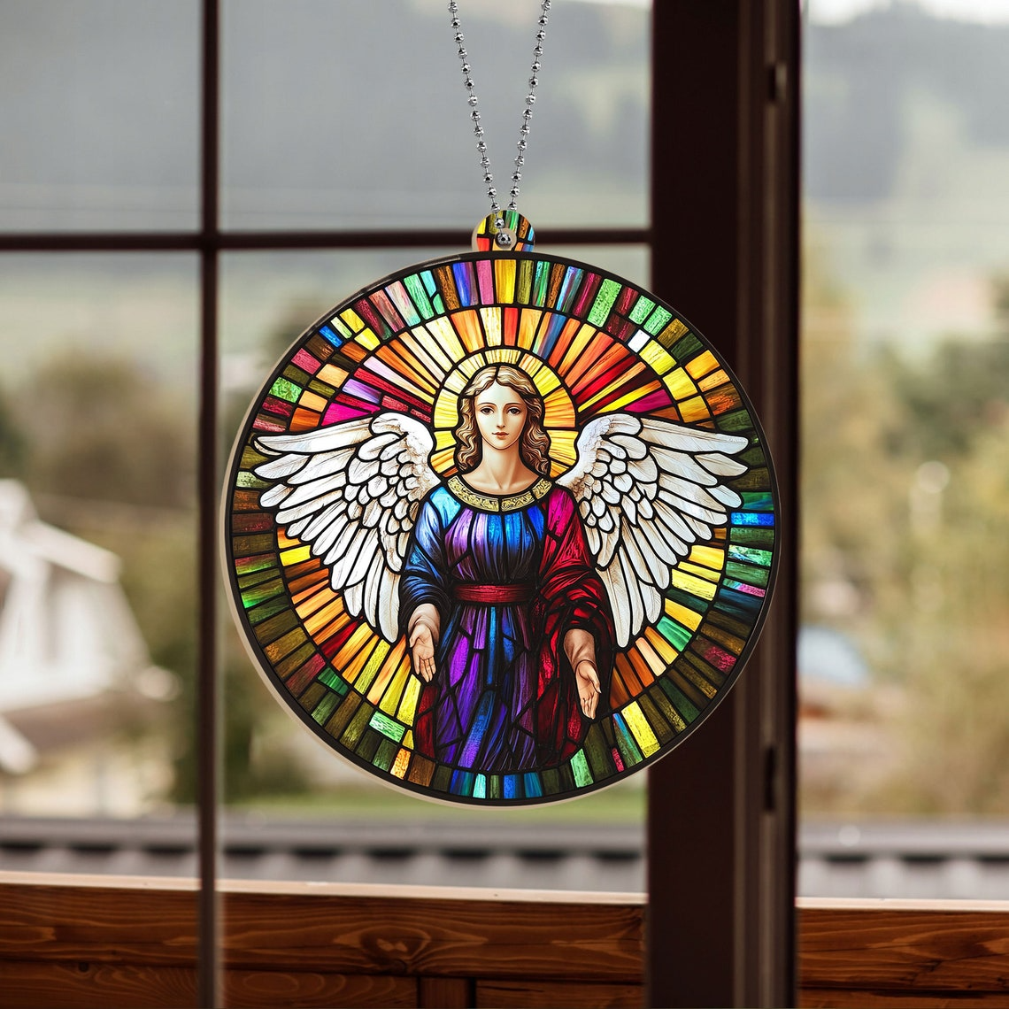 Angel Christmas Suncatcher Ornament, Angel Window Hanging Christmas Ornament Decor Home