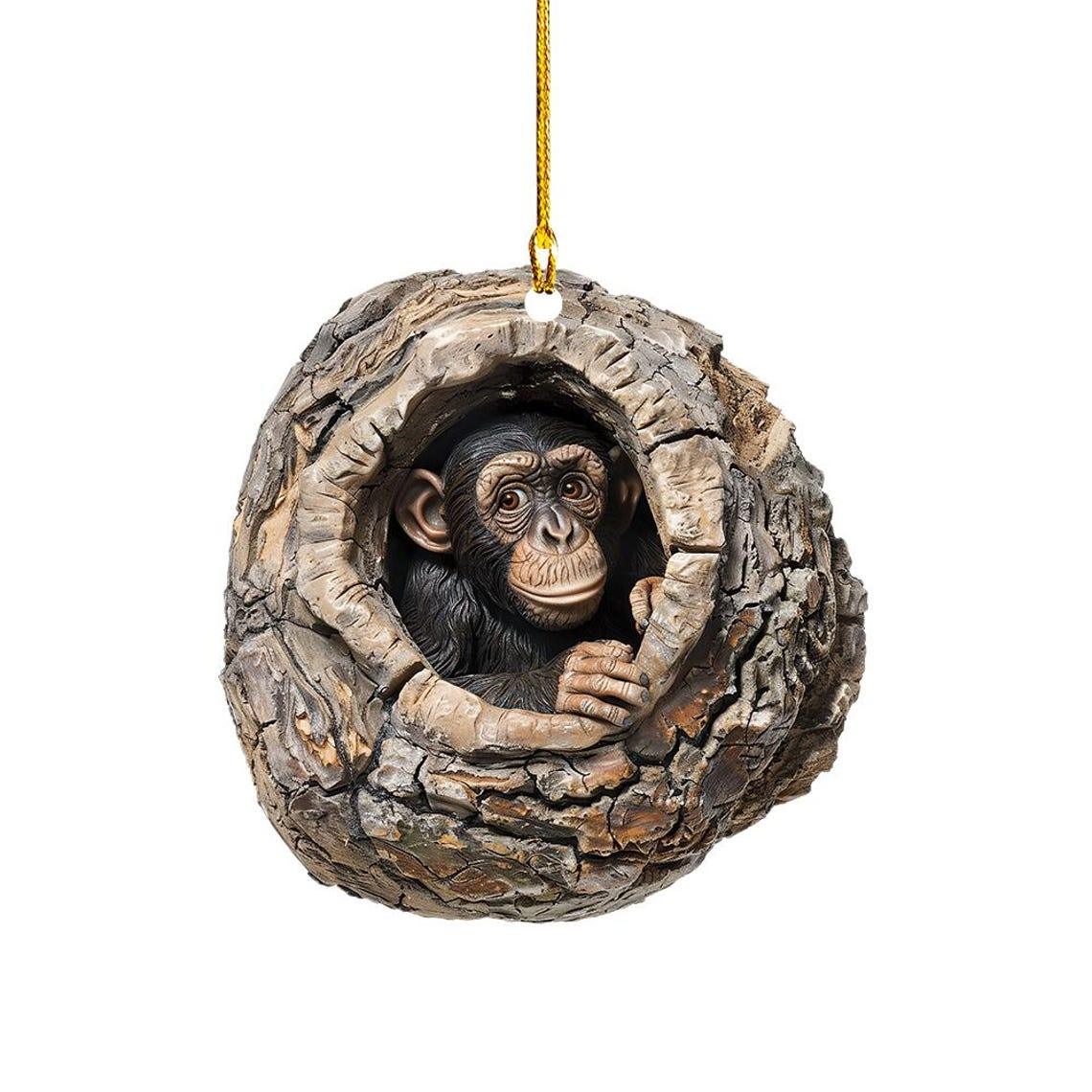 Christmas Monkey Flat Ornament Decor, Monkey Christmas Hanging Ornament Holiday Gift