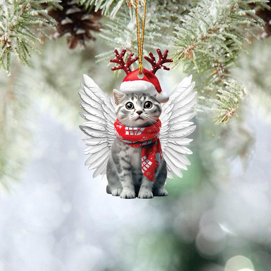 Cute Cat Angel Wings Christmas Tree Ornament, Cat Car Christmas Ornament Decor Holiday Gift