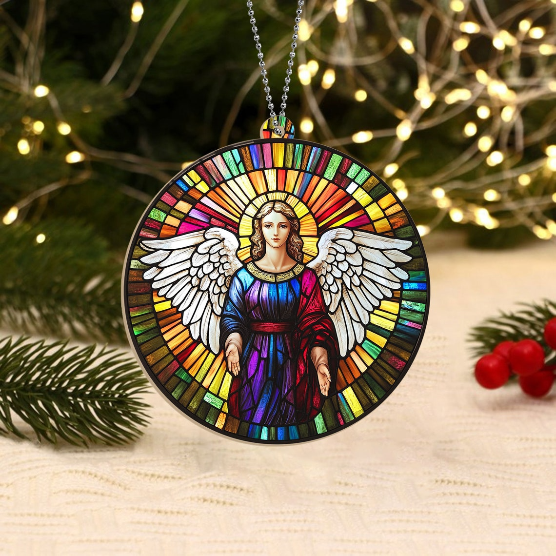 Angel Christmas Suncatcher Ornament, Angel Window Hanging Christmas Ornament Decor Home