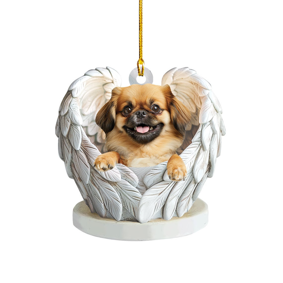 Pekingese Dog Angel Wings Christmas Ornament, Pekingese Dog Christmas Ornament Decor Gift