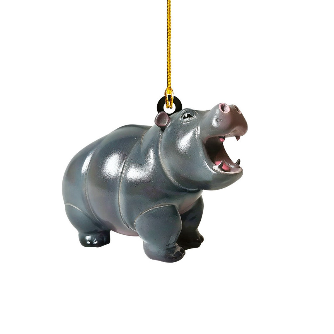 Cute Baby Hippo Flat Christmas Ornament Gift, Christmas Pygmy Hippo Car Ornament Decor