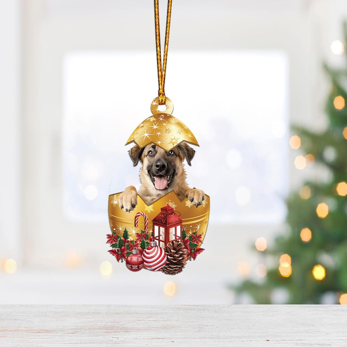 Anatolian Shepherd In in Golden Egg Christmas Ornament, Christmas Dog Hanging Ornament Decor Gift