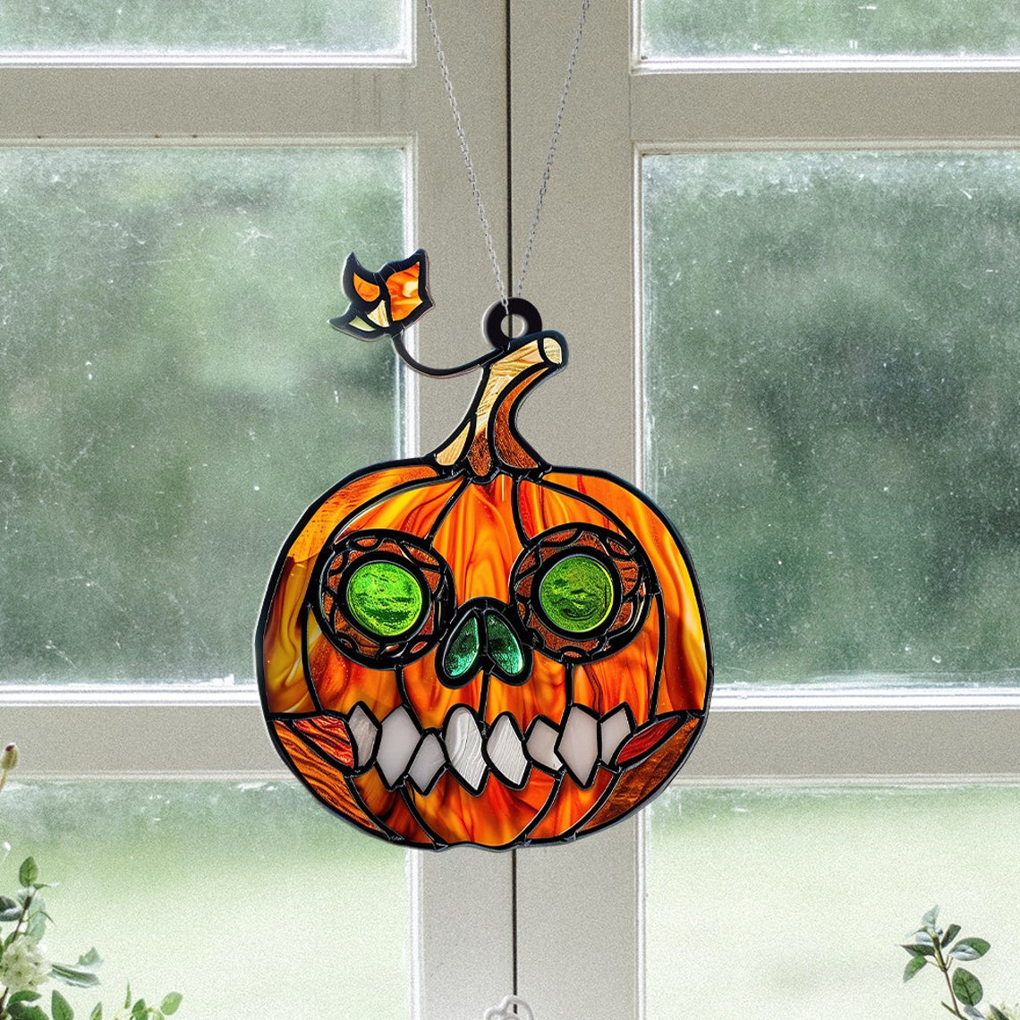 Face Pumpkin Suncatcher Ornament, Halloween Pumpkin Ornament Home Decor