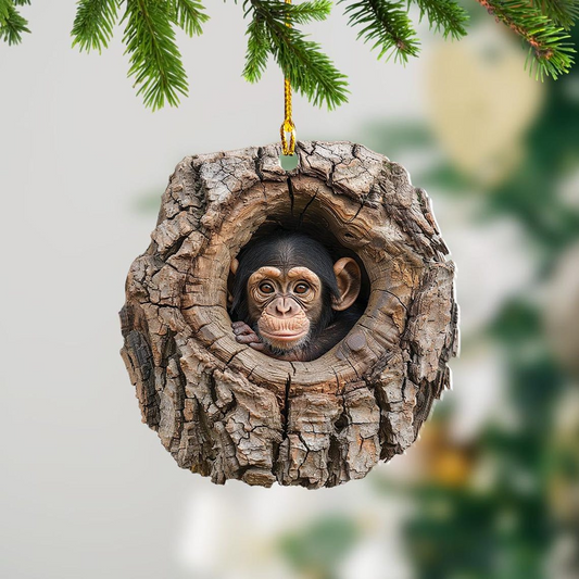 Christmas Monkey Hanging Ornament, Chimpanzee Christmas Hanging Ornament Decor