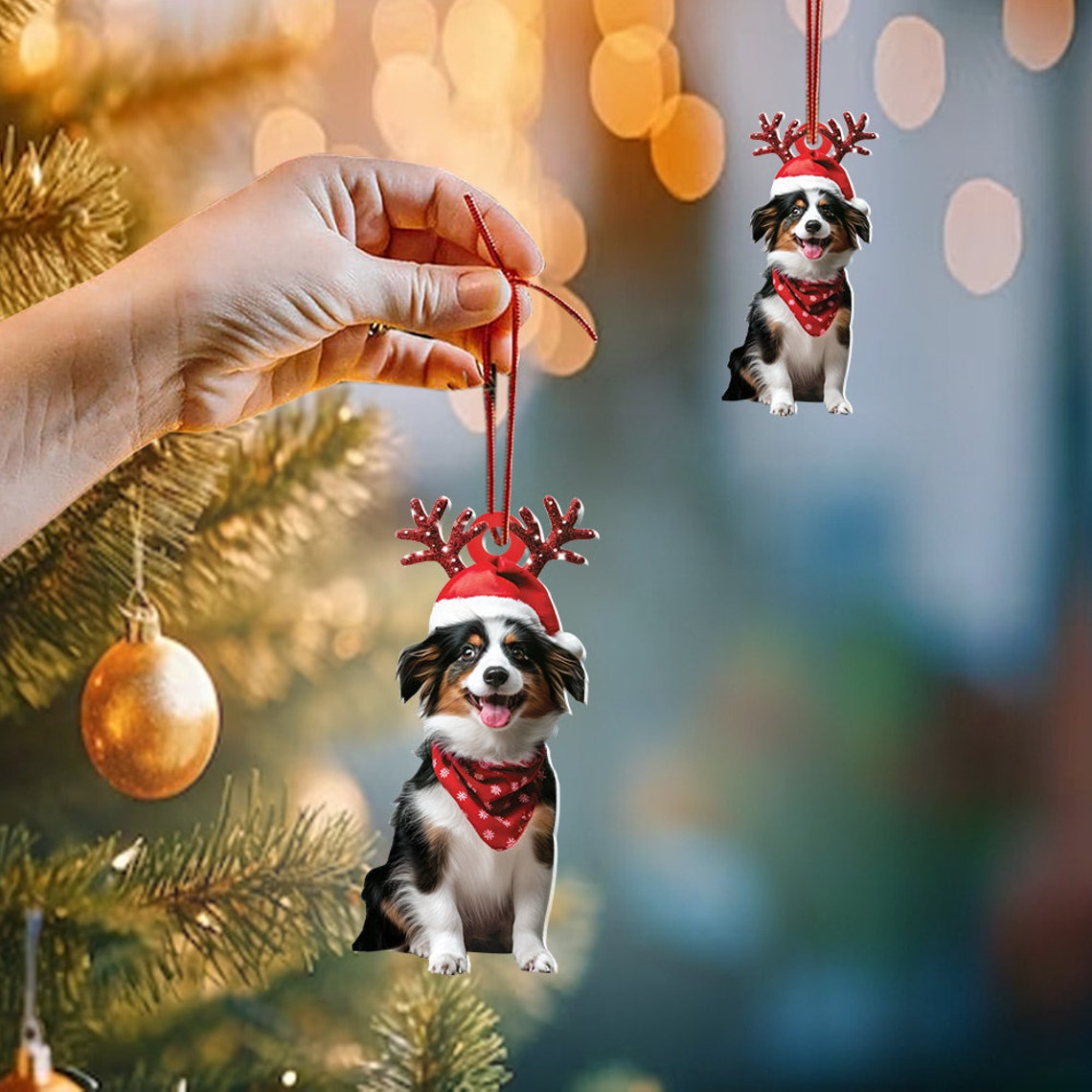 Papillon Dog Hanging Christmas Ornament Decor, Cute Dog Christmas Hanging Ornament Gift