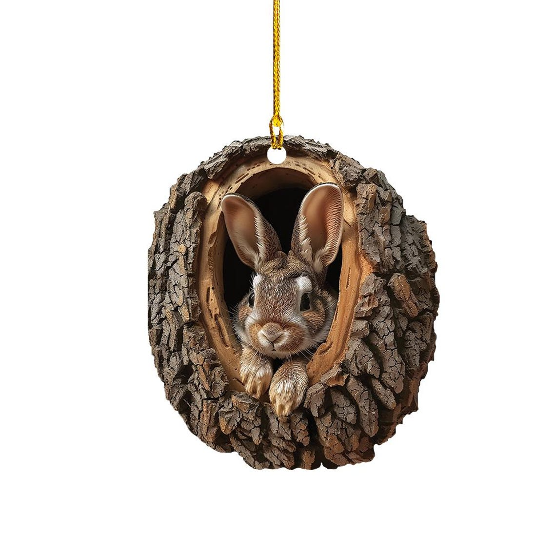 Cute Bunny Flat Christmas Ornament, Bunny Hanging Christmas Ornament Holiday Decor Gift