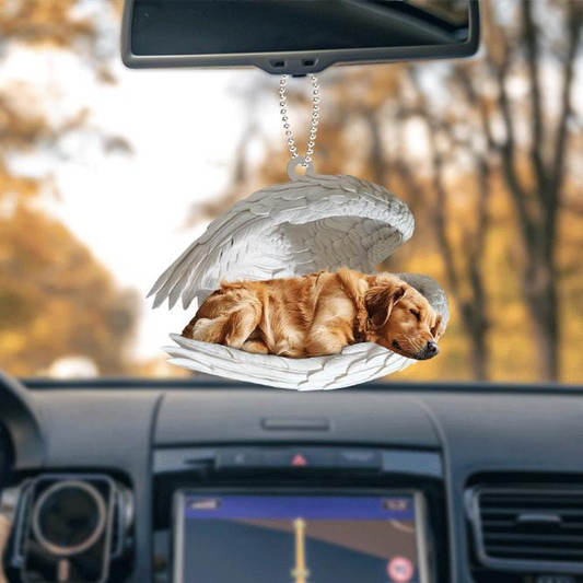 Christmas Golden Retriever Dog Angel Wings Car Ornament, Dog Sleeping Angel Christmas Ornament Gift