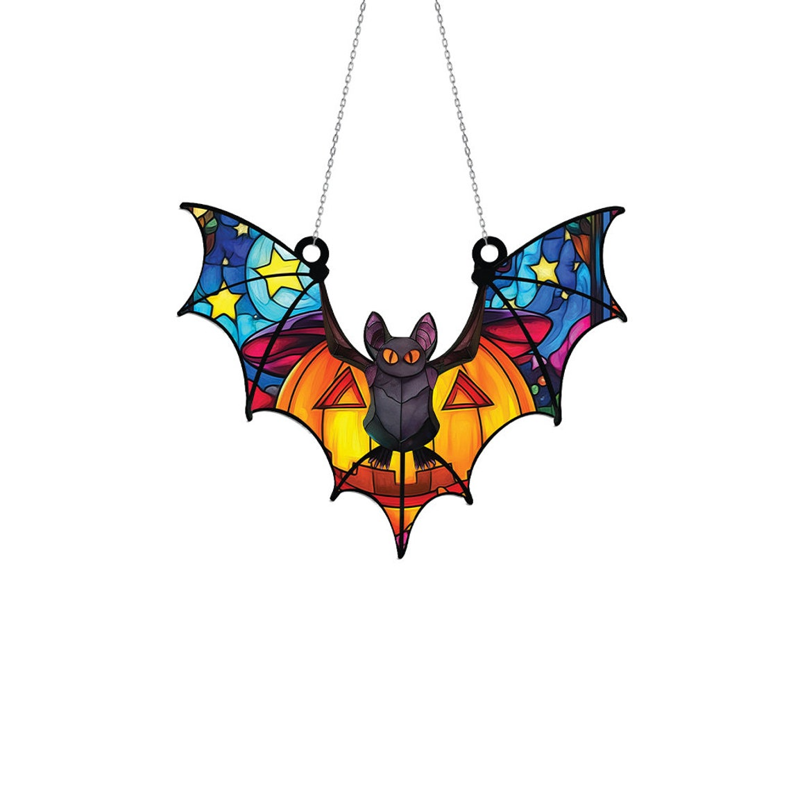 Bat Fly Hanging Suncatcher Ornament, Halloween Window Suncatcher Ornament