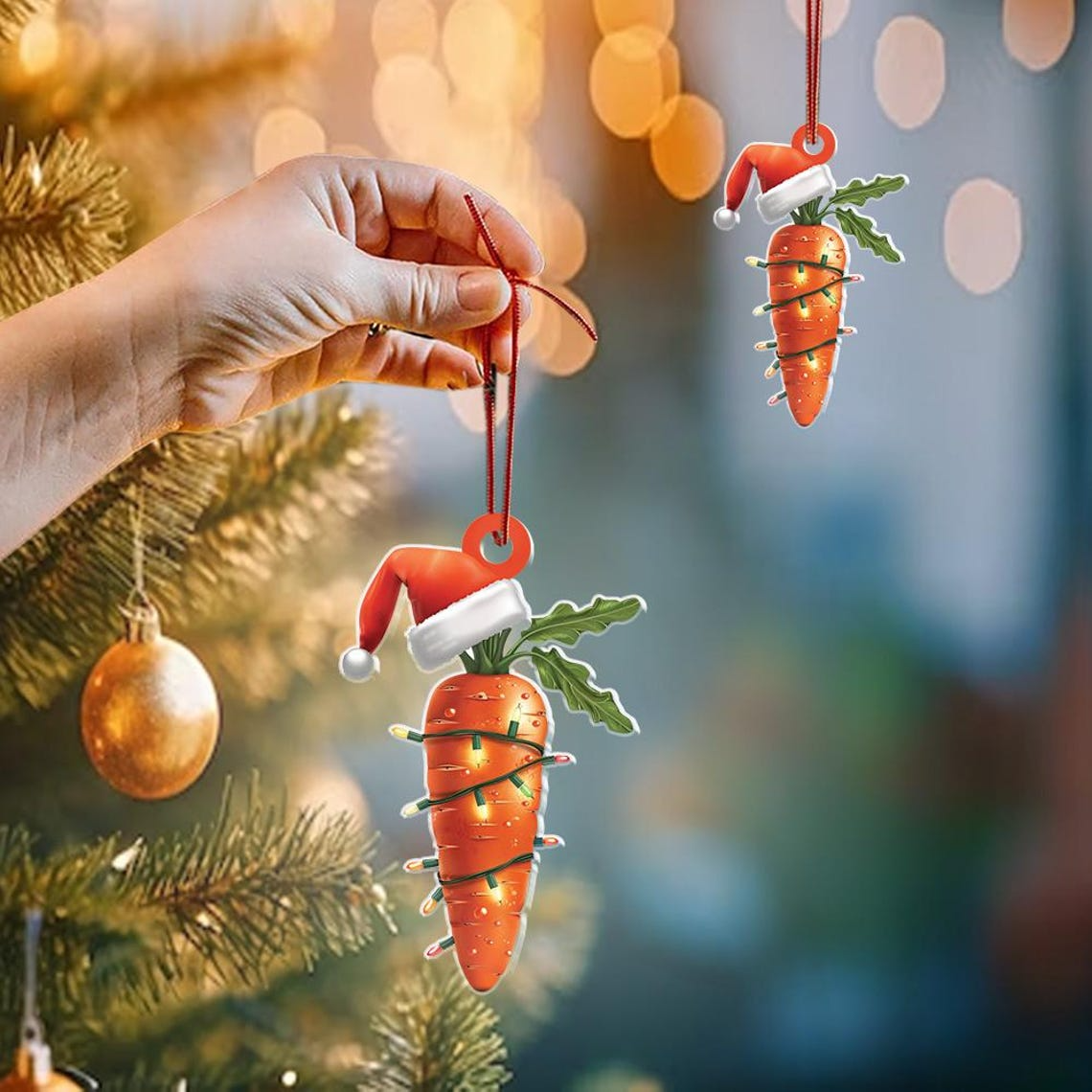 Carrot Christmas Lights Hanging Ornament, Carrot Car Christmas Tree Ornament Decor Gift