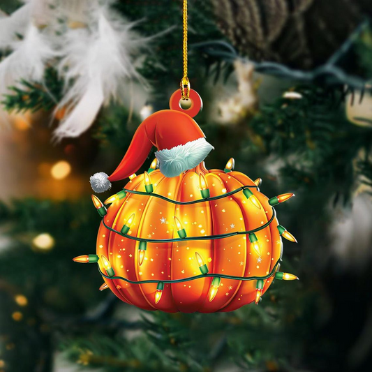 Unique Pumpkin Christmas Tree Ornament, Pumpkin Car Flat Hanging Ornament Holiday Gift