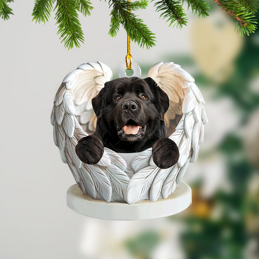 Newfoundland Dog Angel Wings Ornament, Newfoundland Dog Christmas Ornament Gift