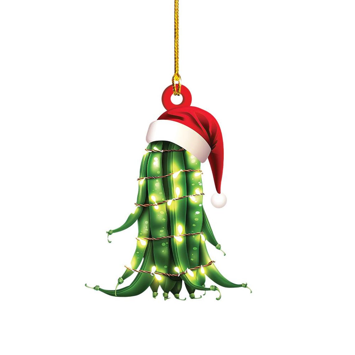 Christmas Green Bean Car Decor Ornament, Unique Green Bean Flat Hanging Ornament Decor