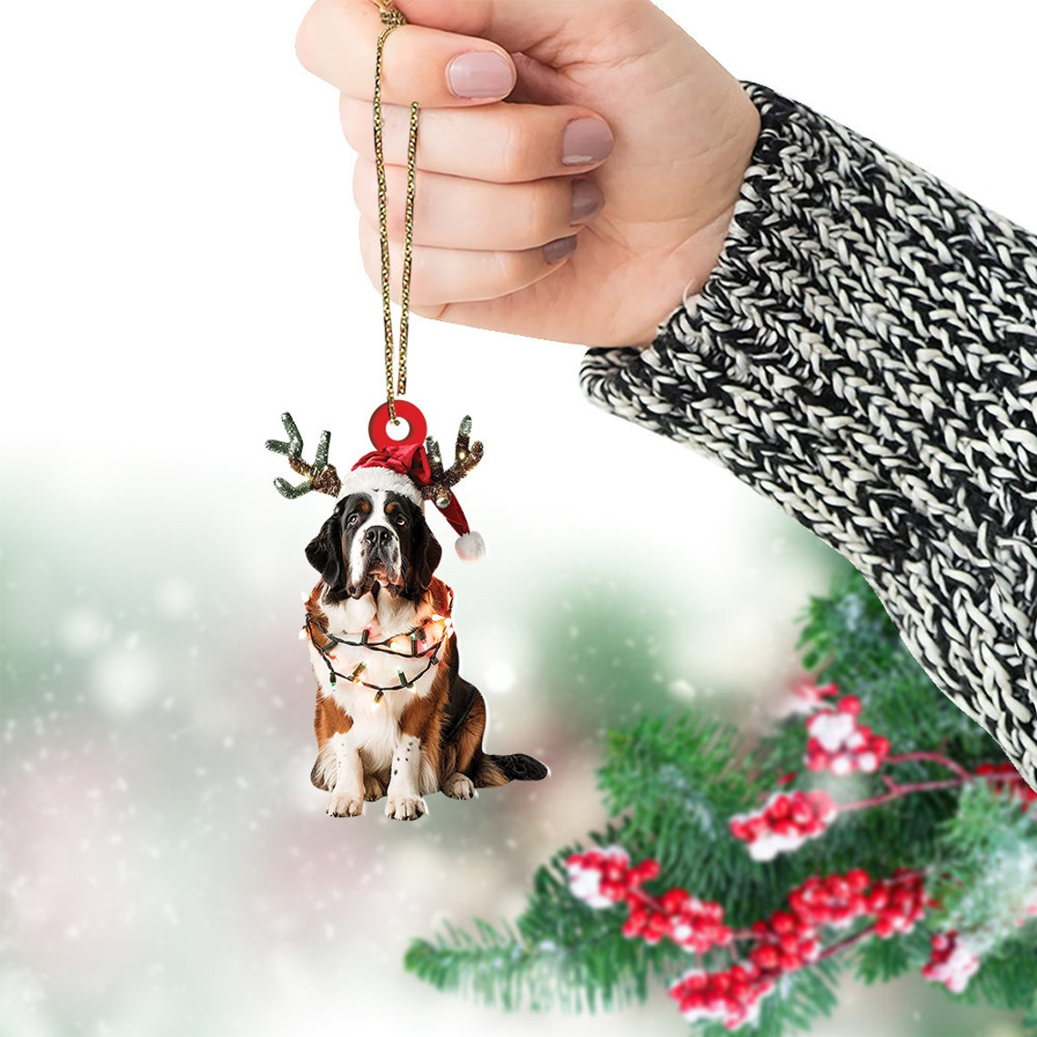 Dog Christmas Tree Lights Ornament Gift, Cute Dog Hanging Christmas Ornament Decor Holiday