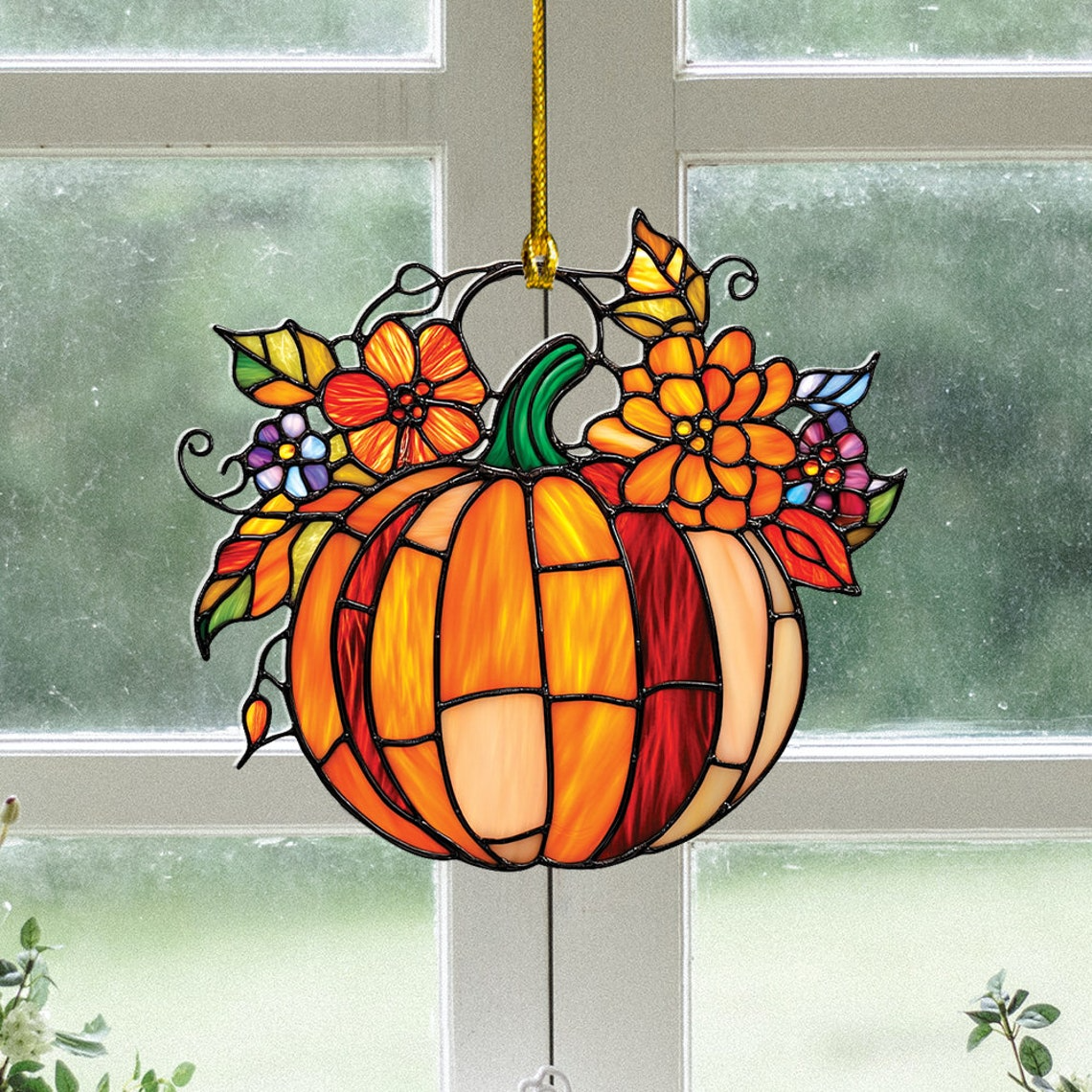 Halloween Pumpkin Suncatcher Ornament, Halloween Pumpkin Home Decor