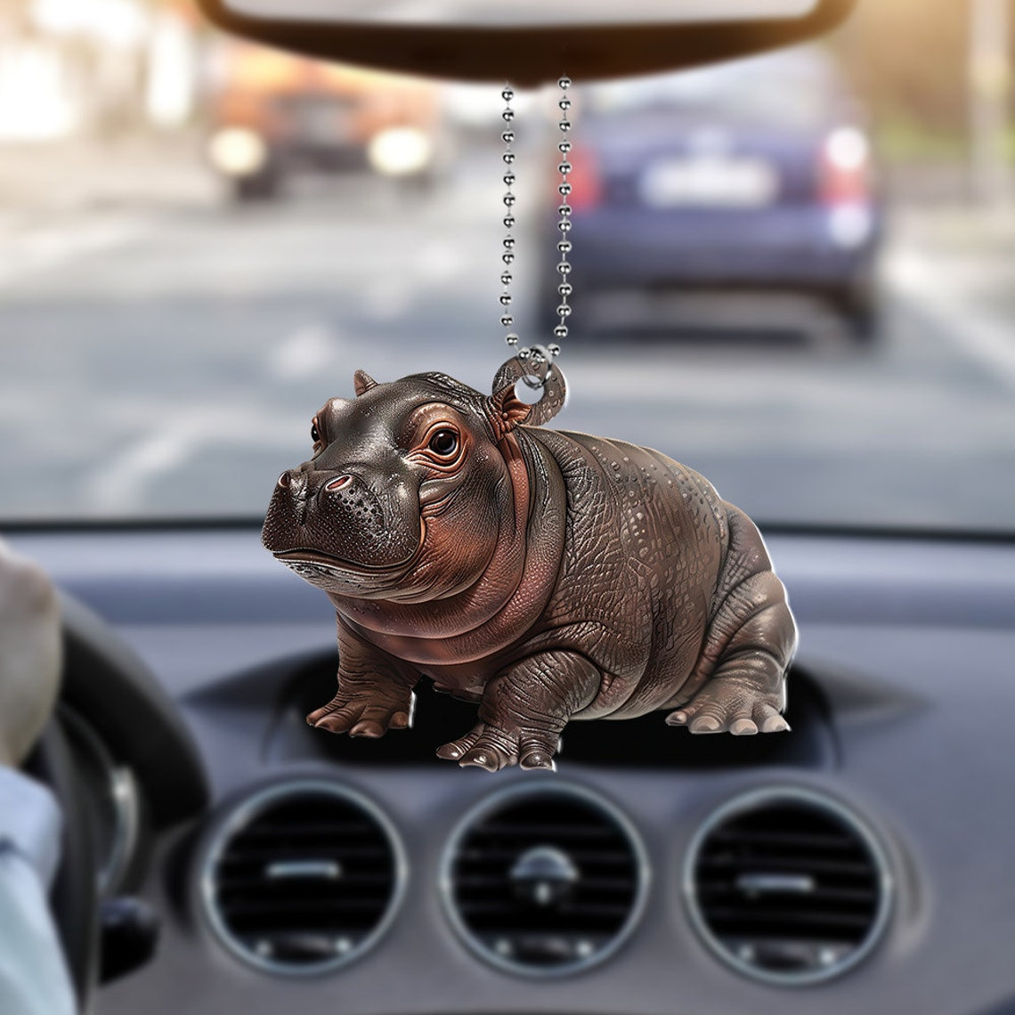 Cute Baby Hippo Moo Deng Flat Ornament, Christmas Moo Deng Hanging Ornament Decor Gift