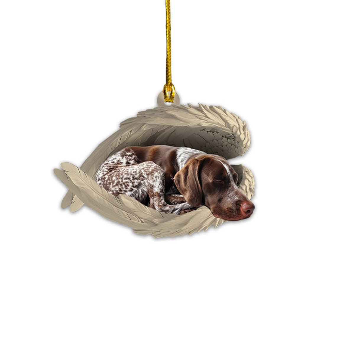 German Shorthaired Pointer Dog Sleeping Angel Wings Ornament, Christmas Cute Dog Hanging Decor Ornament