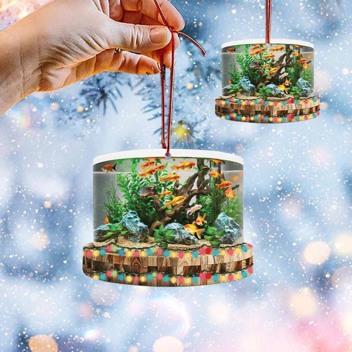 Aquarium Fish Tank Hanging Decor Ornament, Unique Fishes Christmas Ornament Gift Holiday