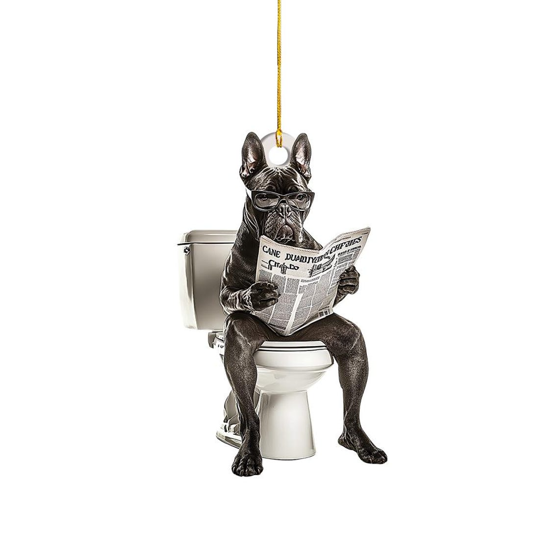 Cane Corso Dog Sit On Toilet Ornament, Cane Corso Dog Christmas Hanging Ornament