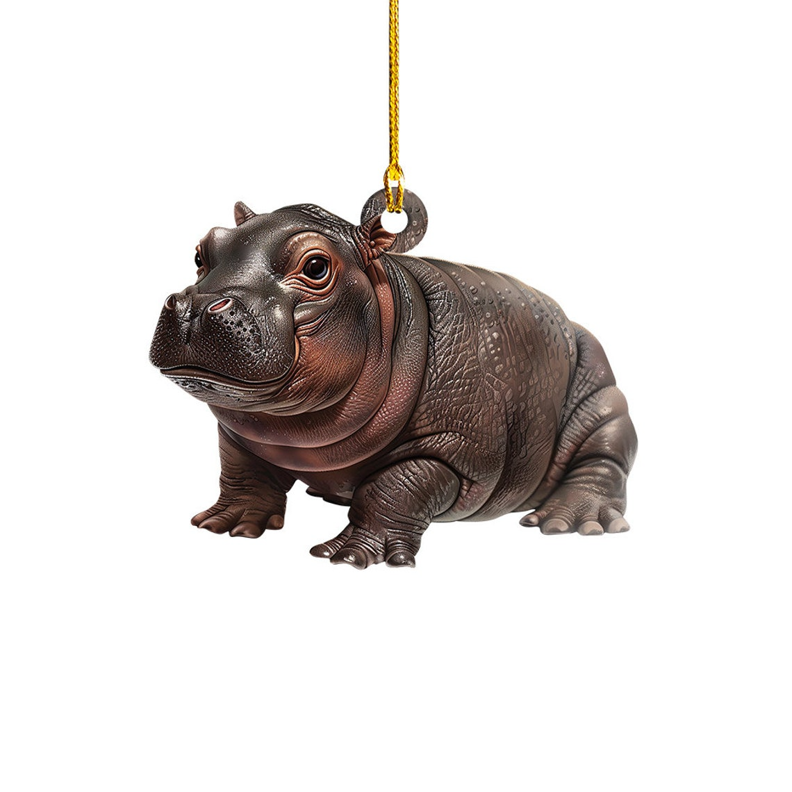 Cute Baby Hippo Moo Deng Flat Ornament, Christmas Moo Deng Hanging Ornament Decor Gift