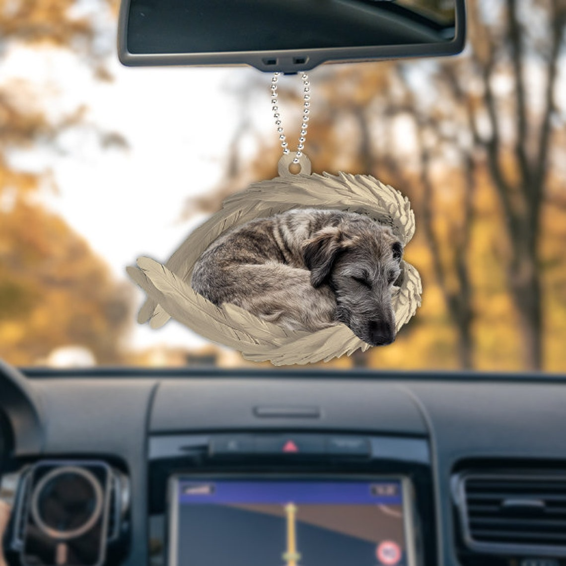 Irish Wolfhound Dog Sleeping Angel Wings Ornament, Irish Wolfhound Dog Christmas Ornament