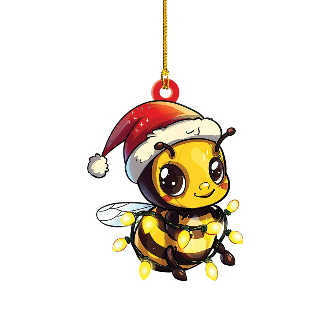 Cute Bee Christmas Lights Ornament Decor, Bee Flat Car Hanging Christmas Ornament Decor Gift