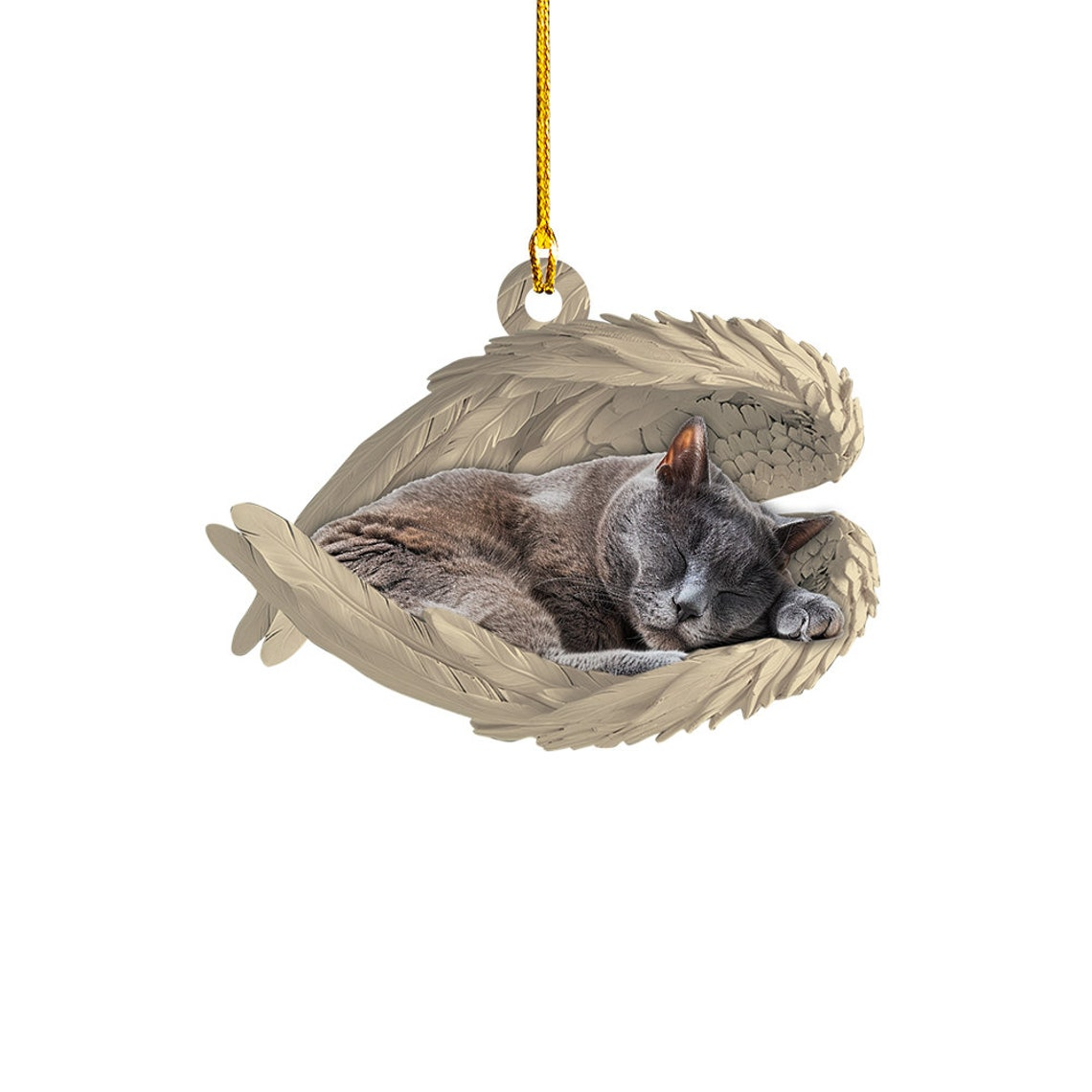 Chartreux Cat Sleeping Angel Christmas Ornament, Chartreux Cat Angel Car Ornament Christmas Gift