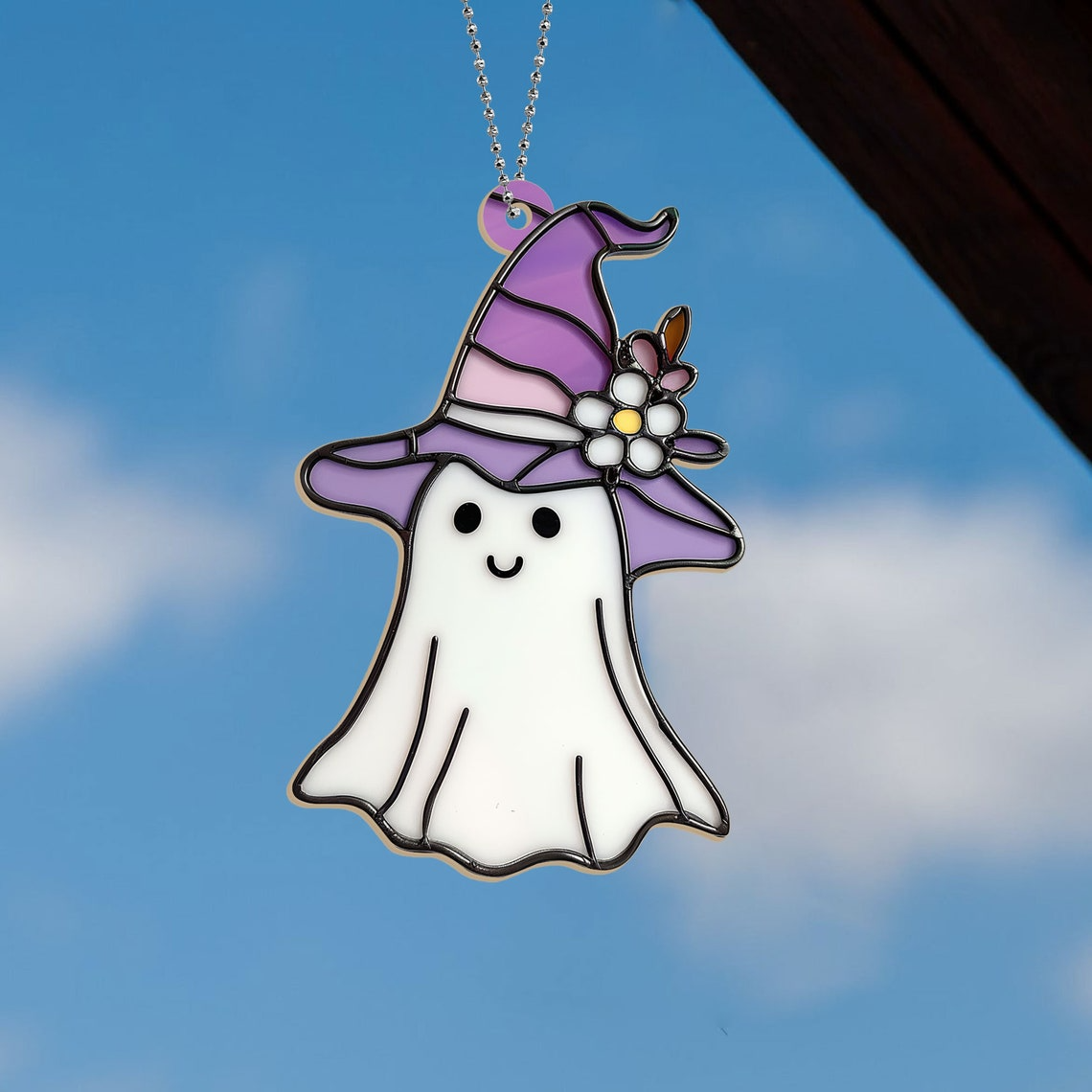 Ghost Witchy Girly Halloween Suncatcher, Ghost Hanging Ornament Gift