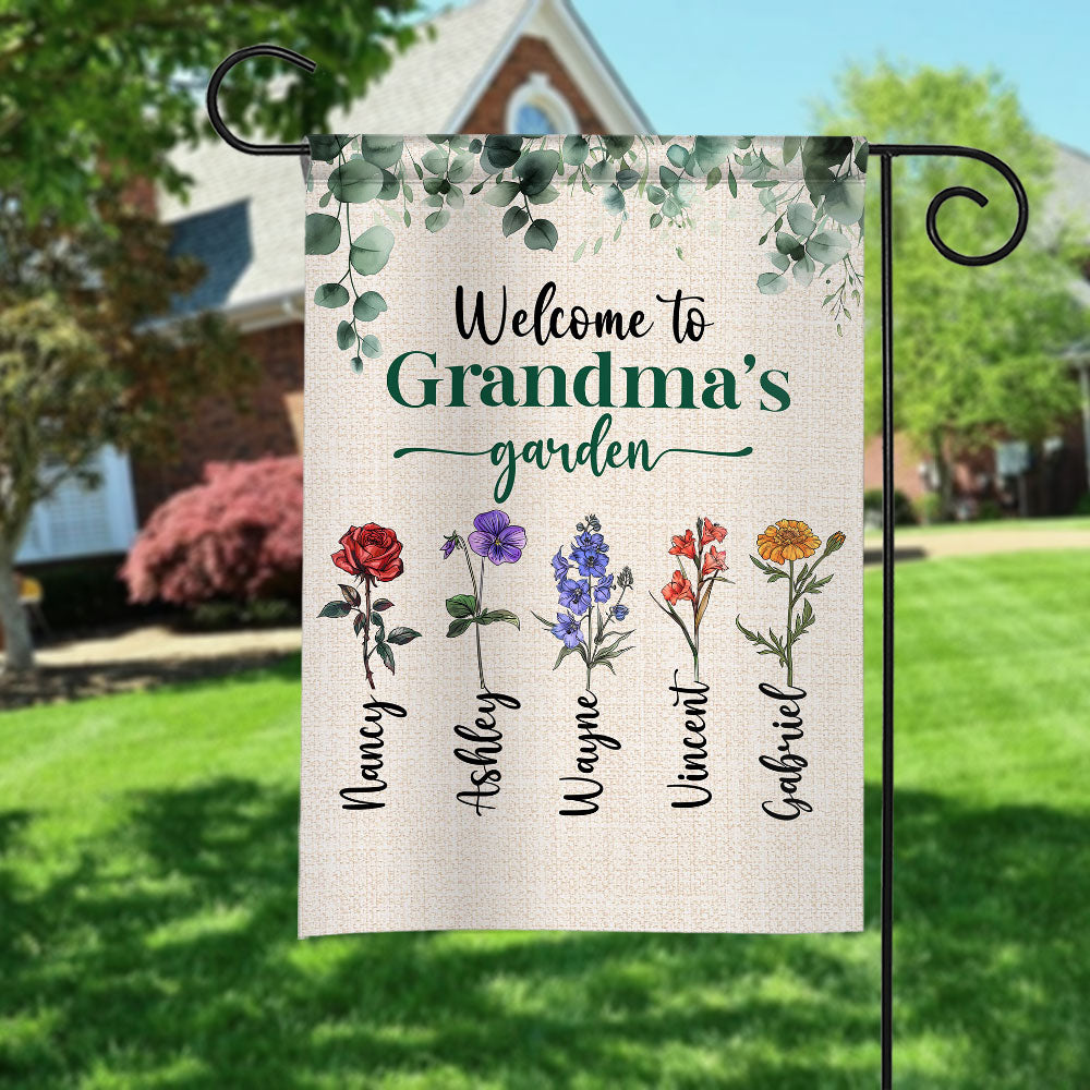 Welcome To Grandma's Garden Flag- Personalized Garden Flag