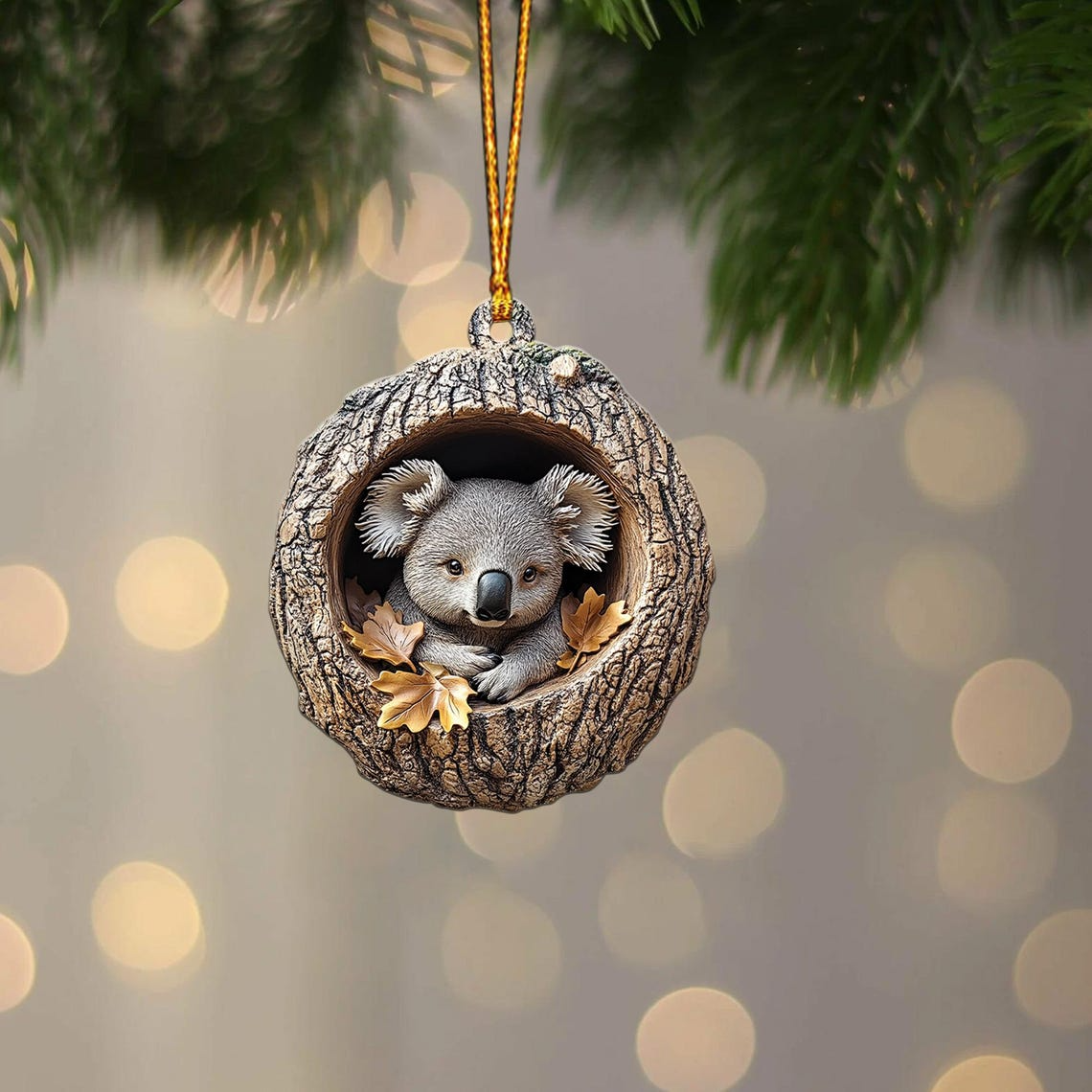 Cute Koala Hanging Christmas Ornament Decor, Koala Rearview Mirror Car Ornament Holiday Gift