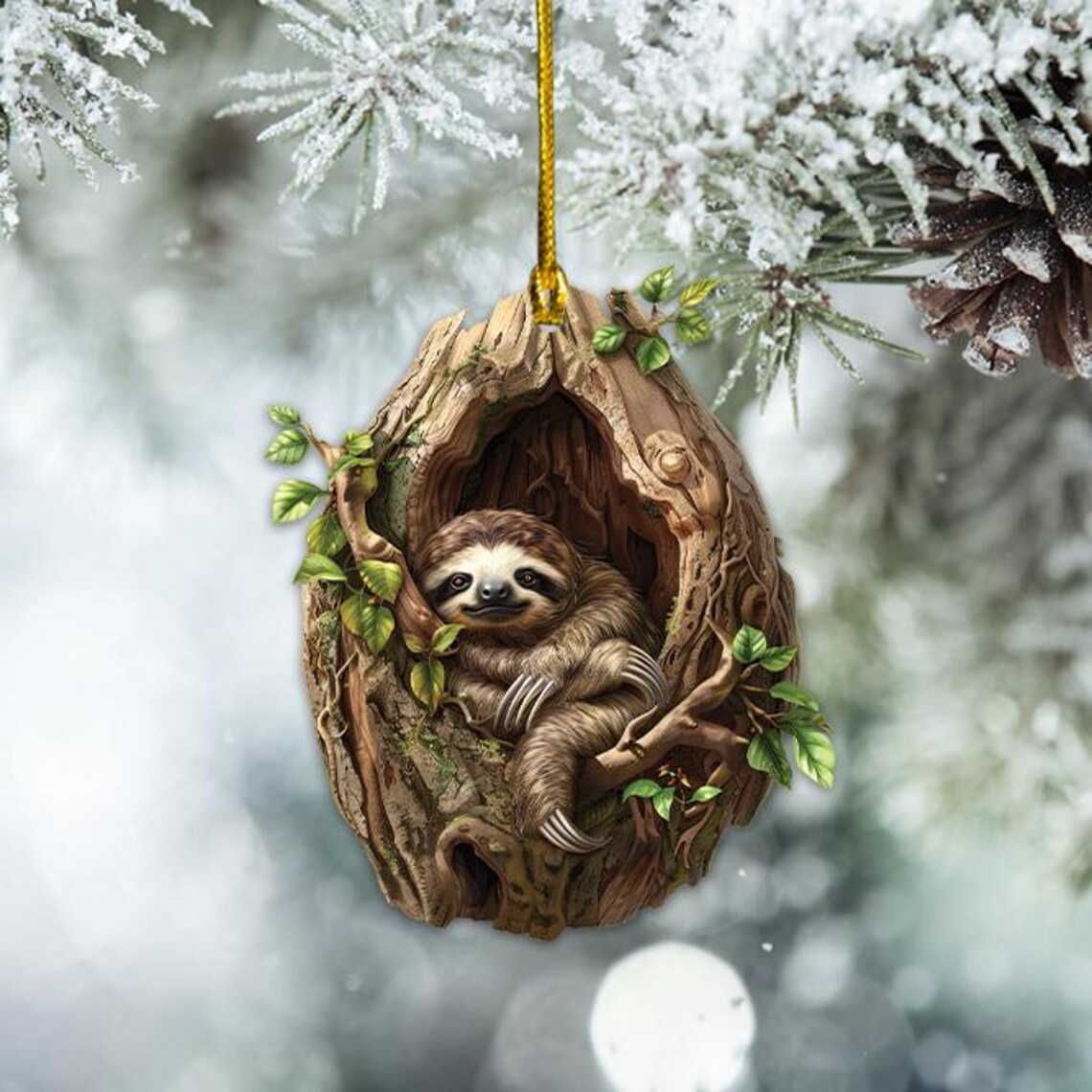 Cute Sloth Christmas Ornament, Sloth Rearview Mirror Car Ornament Decor Home Gift