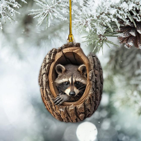 Cute Raccoon Christmas Ornament, Raccoon Hanging Ornament Holiday Gift