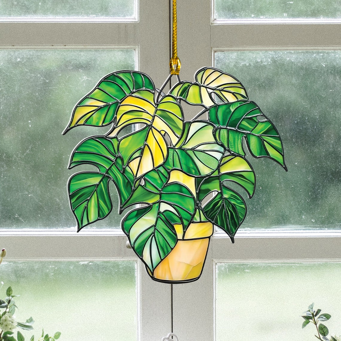 Monstera Leaves Hanging Suncatcher, Unique Leaves Hanging Ornament Home Decor Gift