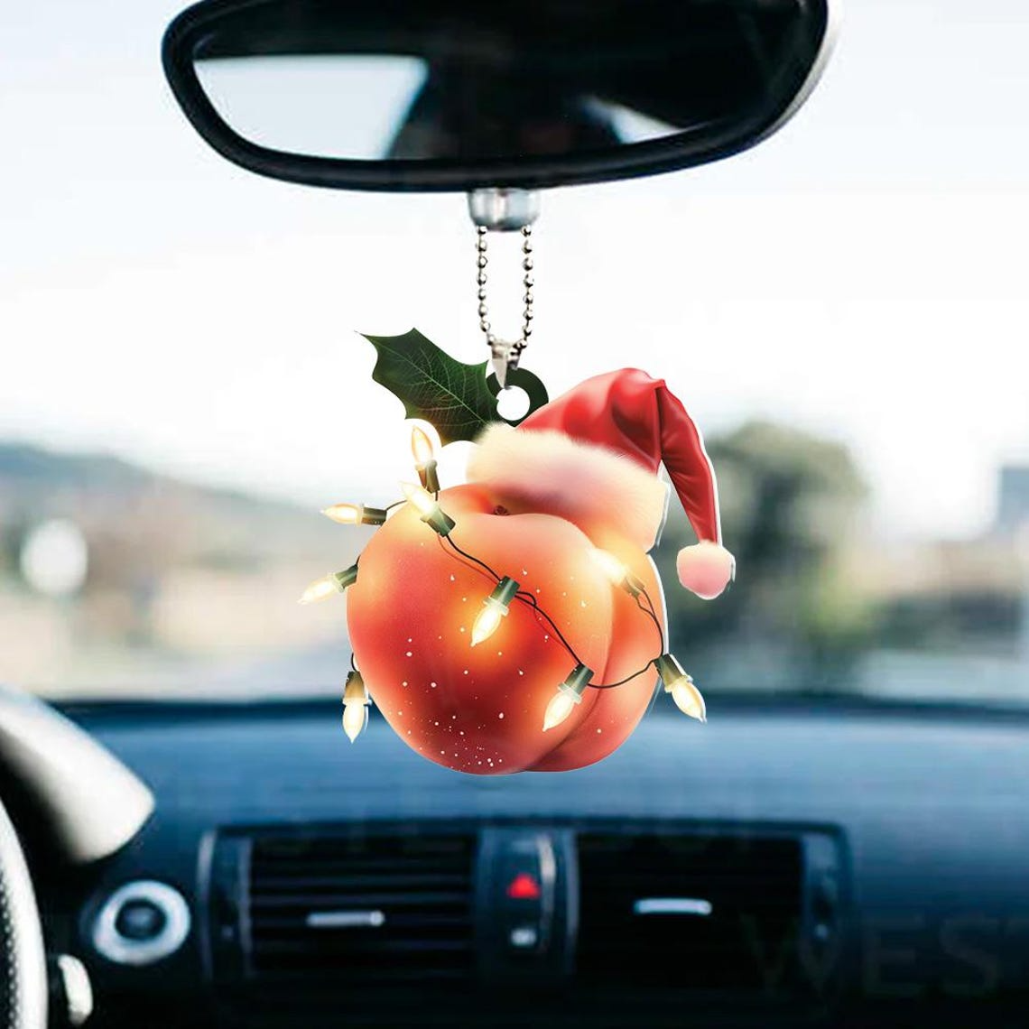 Lovely Peach Christmas Tree Ornament, Peach Flat Hanging Ornament Decor Holiday Gift