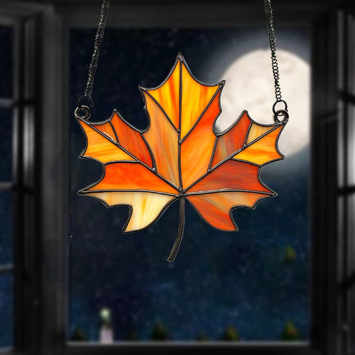 Vintage Autumn Leaf Suncatcher, Maple Autumn Leaf Classic Suncatcher Ornament