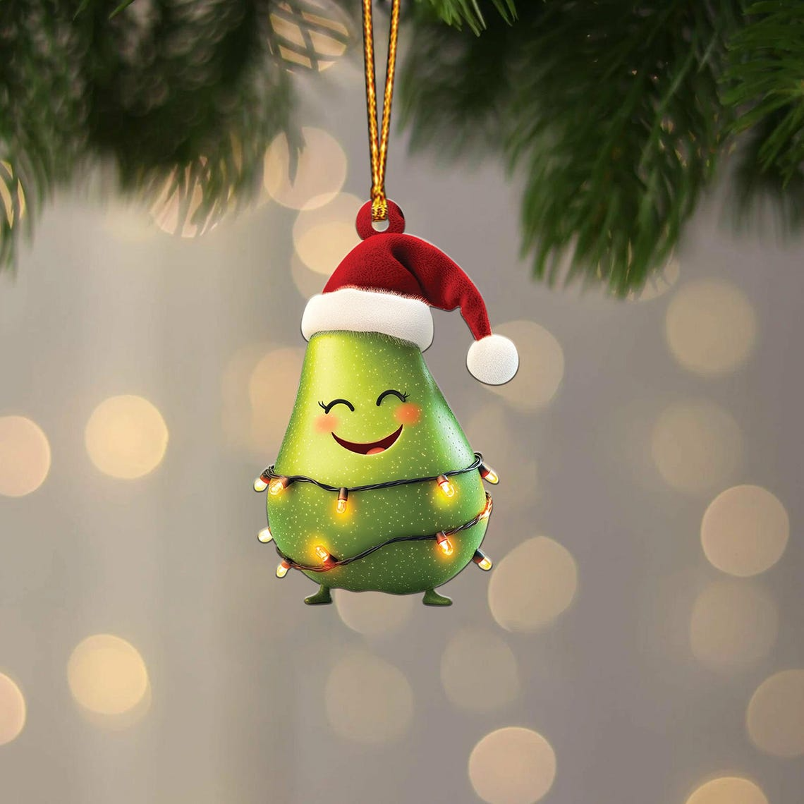 Lovely Pear Christmas Tree Ornament Decor, Cute Pear Flat Hanging Christmas Ornament Gift