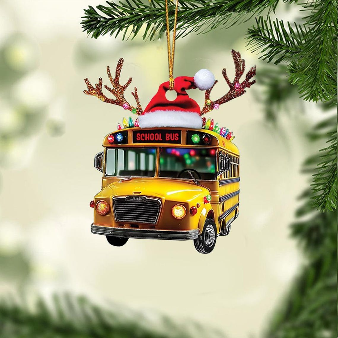 School Bus Hanging Christmas Tree Ornament, School Bus Driver Christmas Ornament Decor Gift