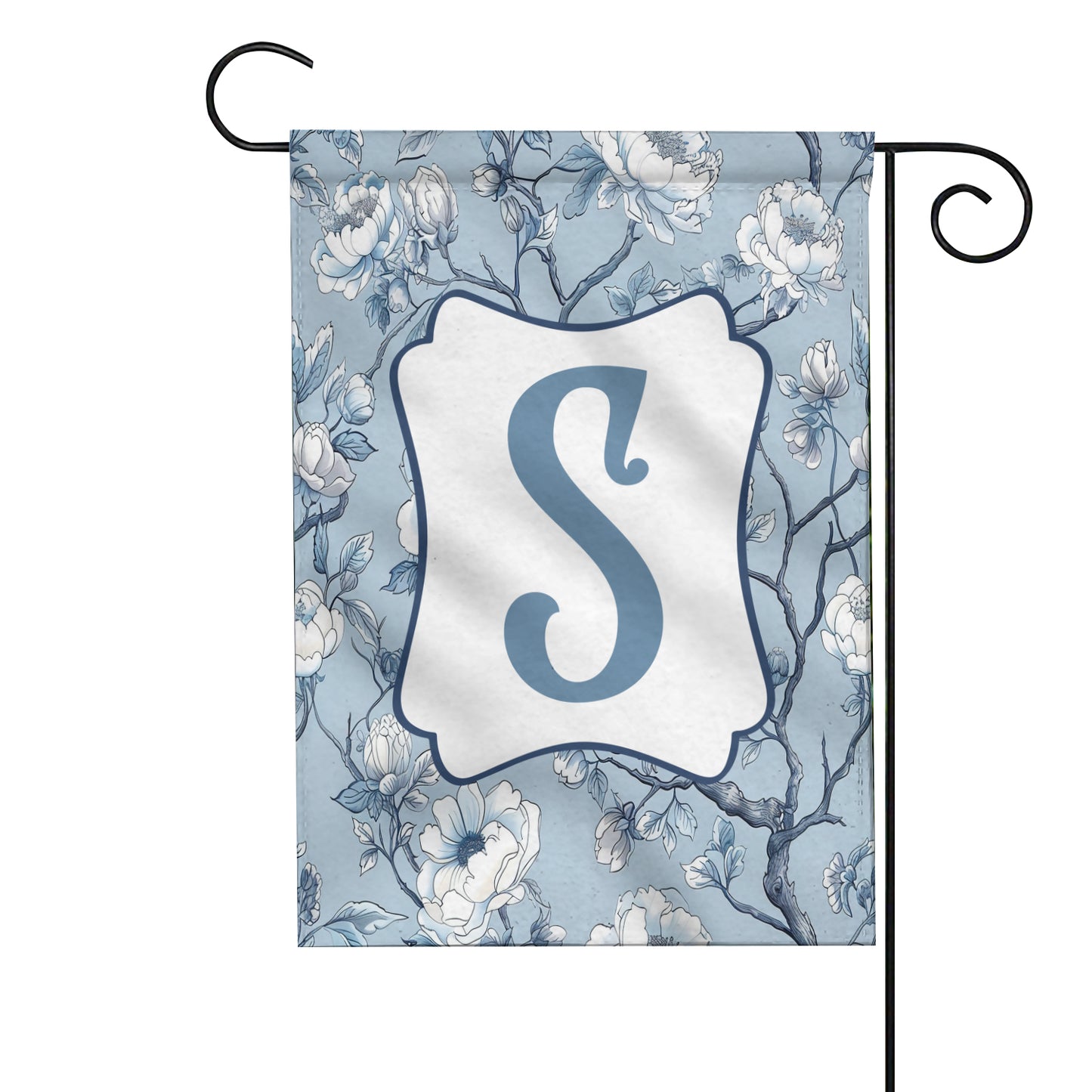 Chinoiserie Monogram Floral Welcome - Personalized Flag