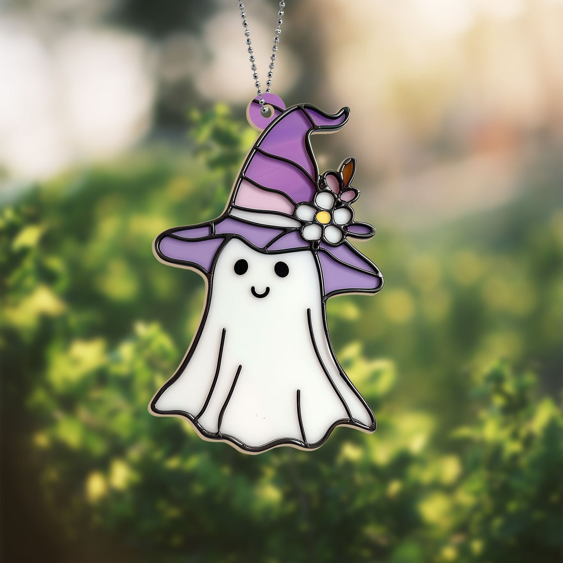 Ghost Witchy Girly Halloween Suncatcher, Ghost Hanging Ornament Gift