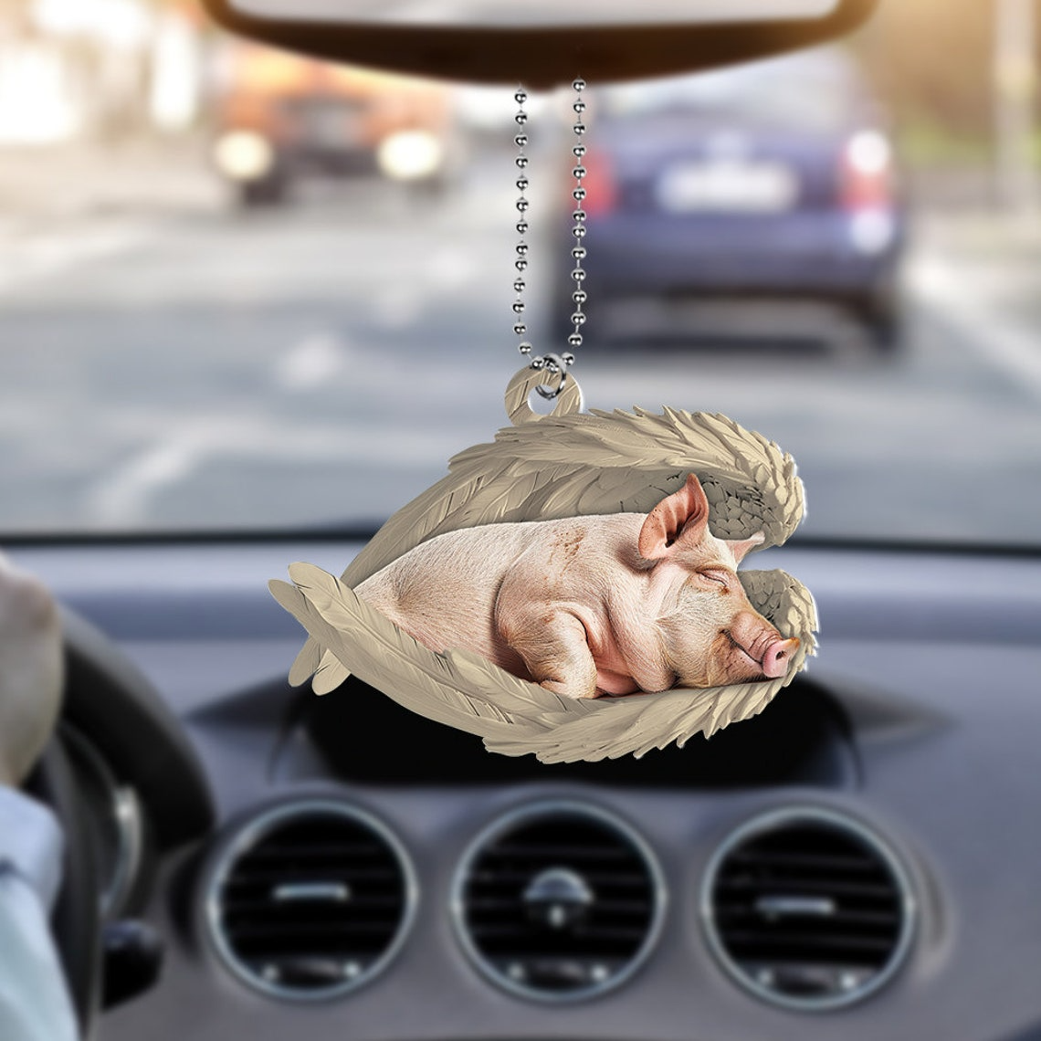 Cute Pig Sleeping Angel Hanging Christmas Ornament, Pig Angel Wings Christmas Ornament Decor