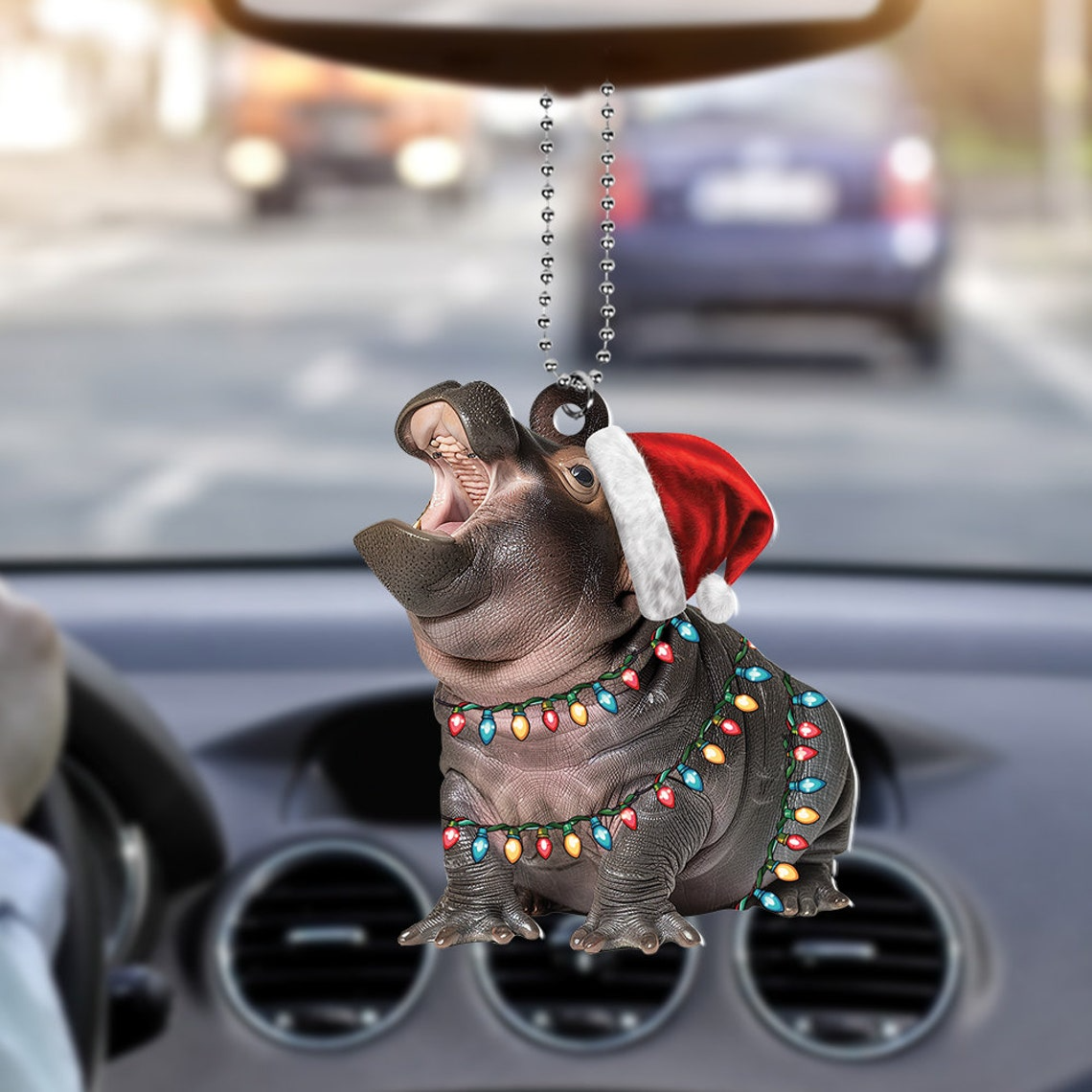 Cute Baby Hippo Moo Deng Flat Ornament, Christmas Moo Deng Hanging Ornament Decor Gift (Copy)